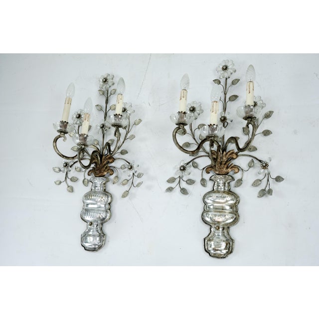 1960s French Crystal Bronze Sconce Rings attributed to Maison Baguès, 1960s, Set of 2 For Sale - Image 5 of 18