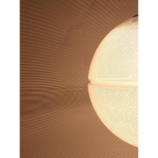 Gold Postmodern Striped Op-Art Globe Pendant Lamp by Guzzini attributed to Meblo, 1970s For Sale - Image 8 of 18