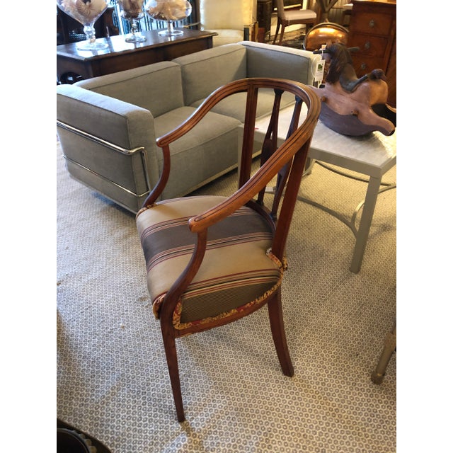 Wood Antique Curved French Fruitwood Inlaid Chair For Sale - Image 7 of 13