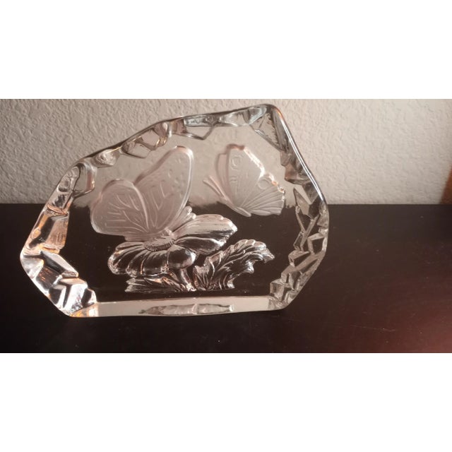 1980s 1980s Clear Glass Plaque With Etched Butterflies For Sale - Image 5 of 5