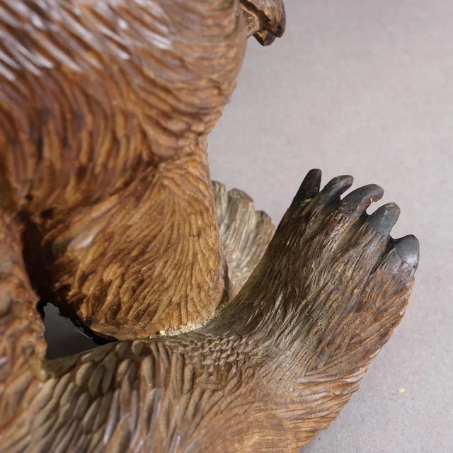 1920s Antique Wooden Sitting Bear Handcarved Ca. 1920s, Brienz For Sale - Image 5 of 7