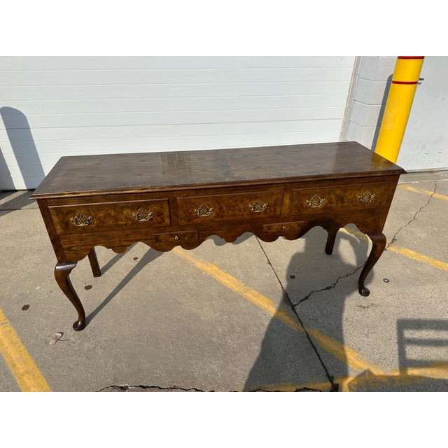 Wood 1990s Baker Furniture Queen Anne Style Burlwood Sideboard For Sale - Image 7 of 12