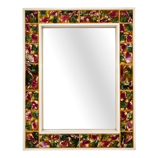 Vintage Ceramic Mirror with Decorative Ceramic Tiles, 1970s For Sale