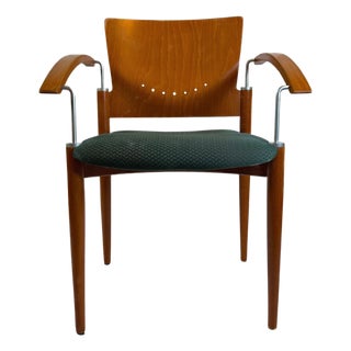 Vintage Stacking Chairs in Chrome and Beech Ply, 1980s, Set of 4 For Sale