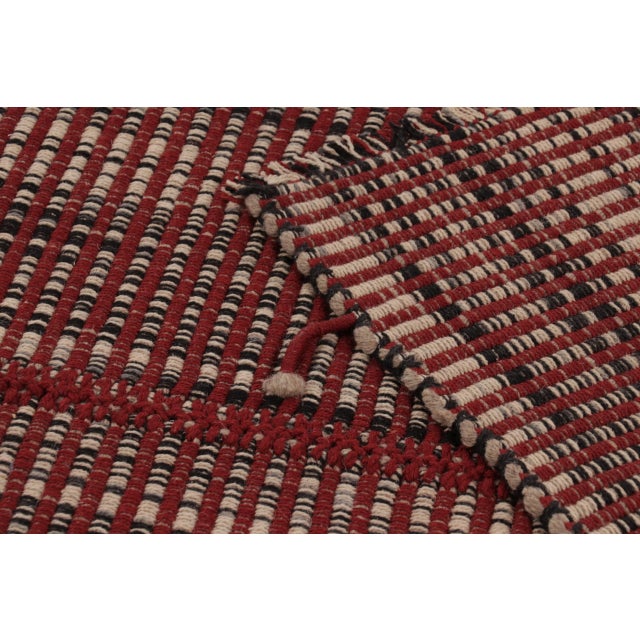 Red Rug & Kilim's Contemporary Kilim, Red and Beige with Black Textural Stripes For Sale - Image 8 of 10