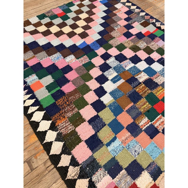 1940s 1940s Diamond Colorful Tribal Antique Handwoven Turkish Kilim Rug 4'8" X 9'6" For Sale - Image 5 of 6
