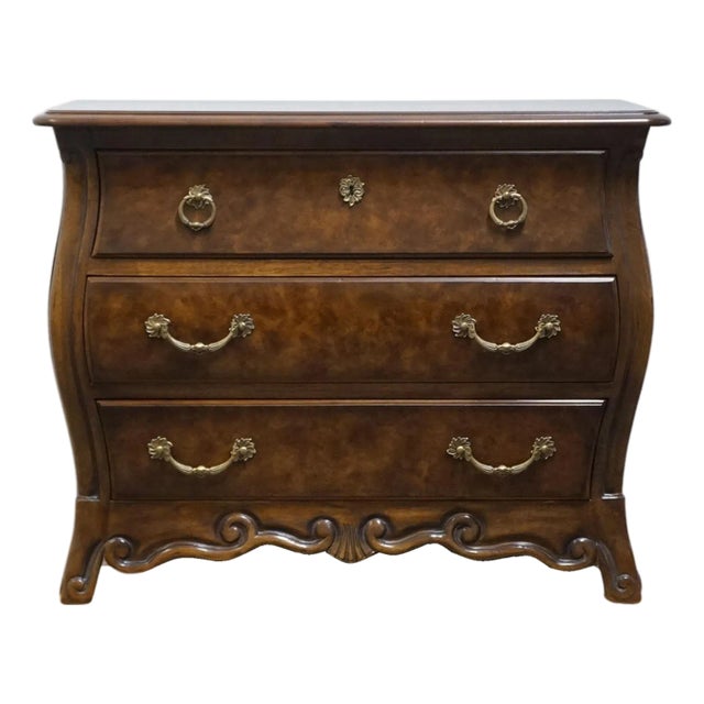 Drexel Heritage Solid Walnut Louis XV French Provincial 28" Bombe Gentleman's Chest For Sale