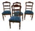 Wooden Chairs with Green Seats, Set of 4 For Sale