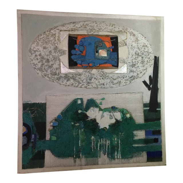 1965 Victor Candell Mixed Media Painting For Sale