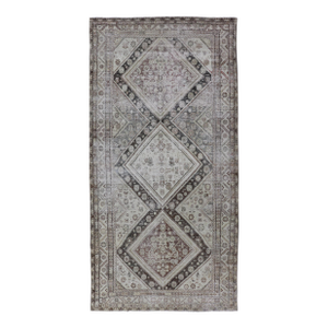 Antique Persian Mahal Gallery Rug With Medallion Design in Cream and Browns 6'4 X 13'4