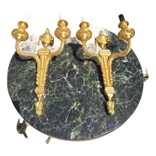 French Gilt Bronze Wall Sconces, Early 20th Century, Set of 2 For Sale