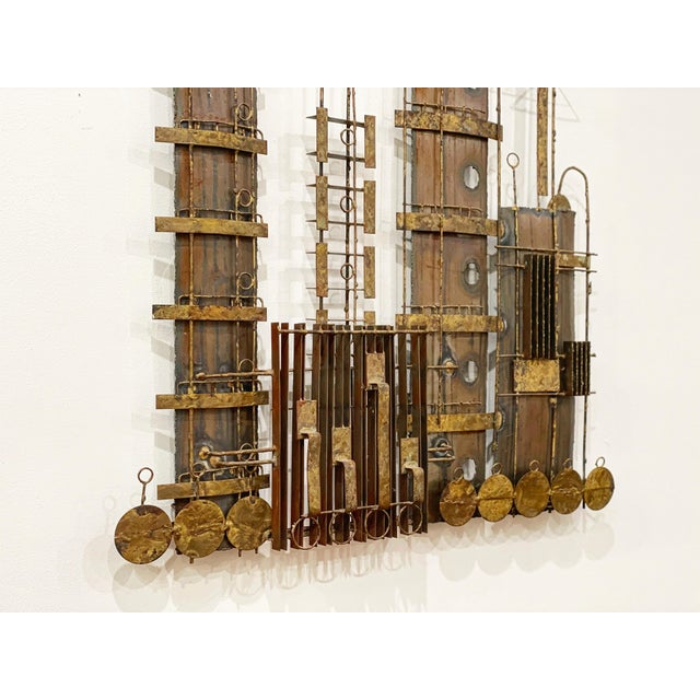 1960s Mid 20th century Peter Pepper Products Brutalist Steampunk Cityscape Metal Sculpture After C Jere For Sale - Image 5 of 7