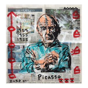 An Original Picasso - Art History on Newspaper Original Artwork by Gary John