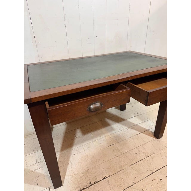 Oak Banker's Desk with Drawers, Leather Insert and Chair, 1955, Set of 2 For Sale - Image 12 of 16