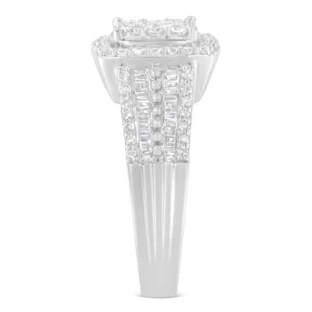 Early 21st Century 10K White Gold Diamond Cluster Ring (1 Cttw, H-I Color, I1-I2 Clarity) - Size 6-3/4 For Sale - Image 5 of 7