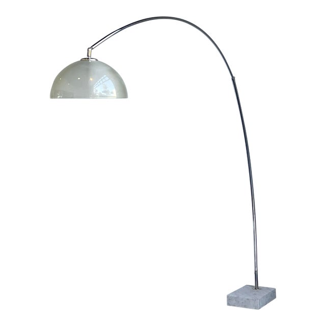 Vintage Chrome and Glass Arc Lamp For Sale