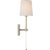 Julie Neill for Visual Comfort Signature Lucia 21" Cordless Sconce in Gild and Crystal with Linen Shade For Sale