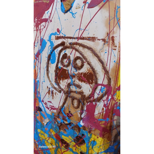 Vintage Mixed Media Abstract Oil Painting on Board For Sale - Image 4 of 7