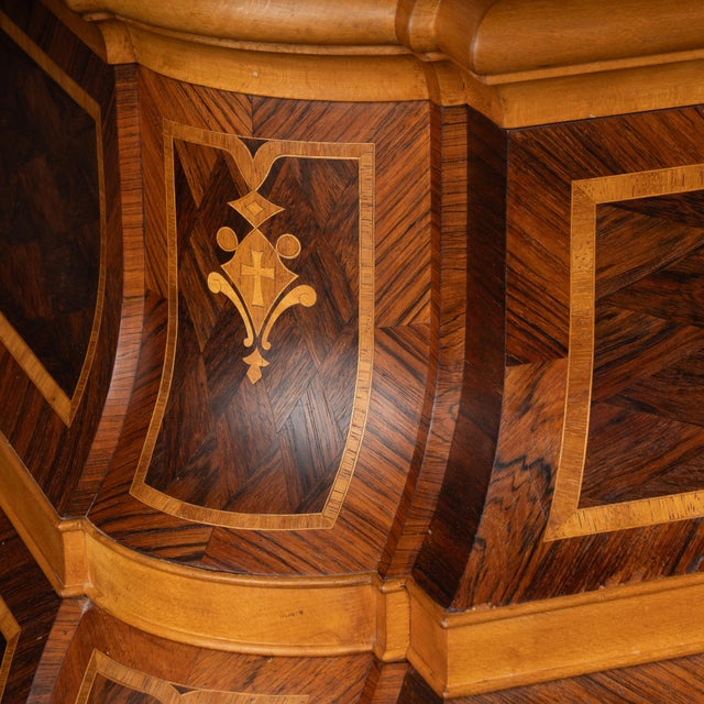 Brown 20th Century Pair of Large Rococo Inlaid Marquetry Cabinets, Sweden For Sale - Image 8 of 12