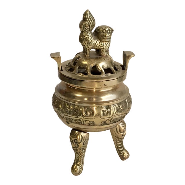 Vintage Brass Foo Dog Incense Burner Chairish