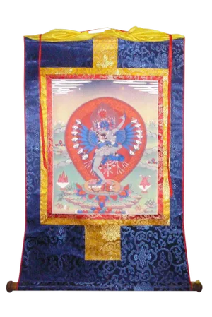 Tibetan Print Fabric Trim Deity Art Wall Scroll Thangka
