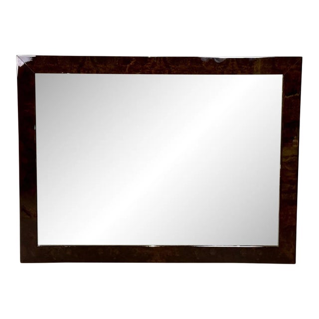 Modern Rectangular Lacquered Faux Tortoise Wall / Console Mirror, Made in Italy For Sale