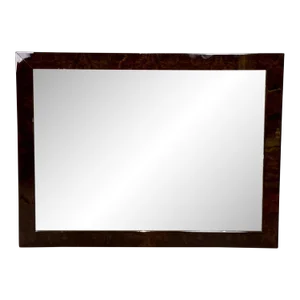 Modern Rectangular Lacquered Faux Tortoise Wall / Console Mirror, Made in Italy