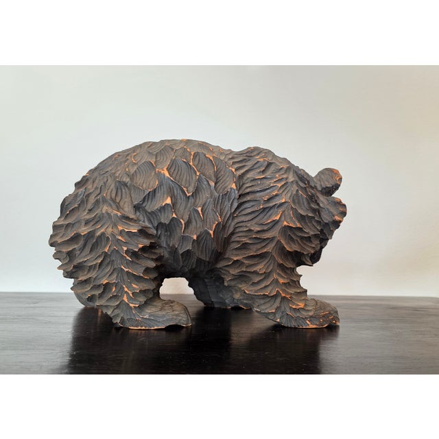 Large Vintage Indigenous Japanese Ainu Hokkaido Bear Figure Wood Carving For Sale - Image 13 of 18