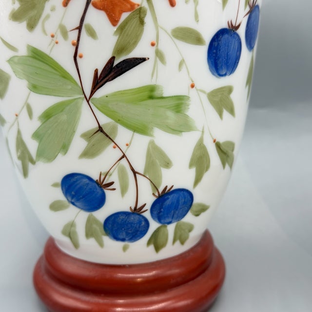 Large Antique Hand-Painted Bohemian Opaline Glass Vases, 1800s, Set of 2 For Sale - Image 6 of 18