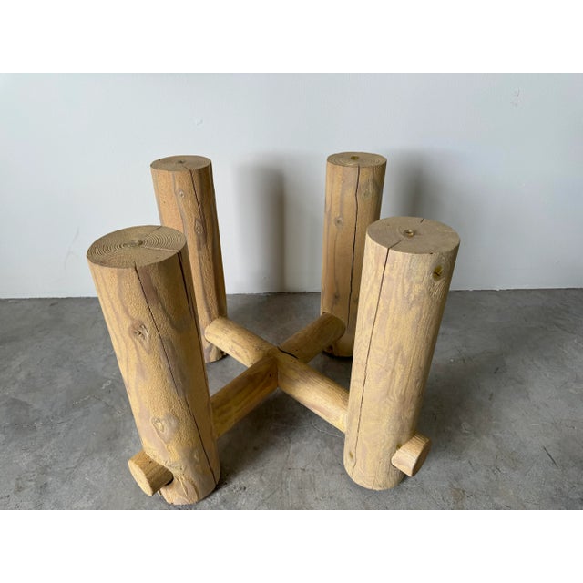 Postmodern Postmodern - Style Rustic Wood Side Table Base For Sale - Image 3 of 12