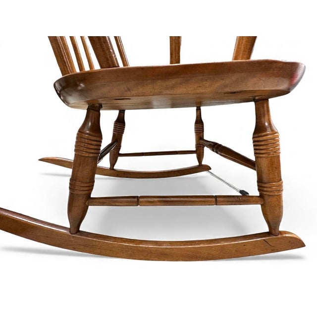 Wood Vintage Nichols & Stone Windsor Rocking Chair 1930s Signed Maker's Marks For Sale - Image 7 of 12