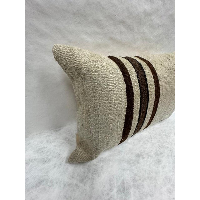 Turkish Hemp Pillow Cushion Natural Beige Brown Pillow Cushion Cover 16" x 24" For Sale - Image 4 of 4