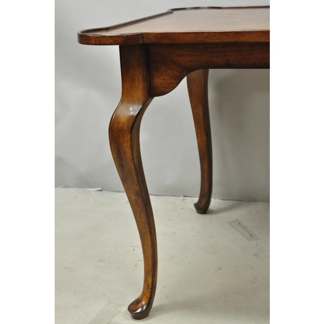 Wood Contemporary Italian Regency Style Star Inlay Cabriole Leg Burl Wood Game Table For Sale - Image 7 of 13