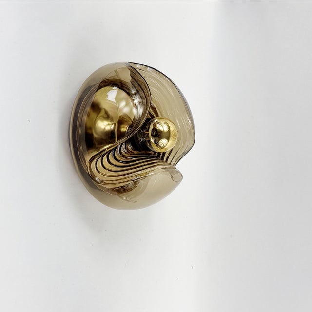 Space Age Glass Wave/Futura Ceiling Light by Koch & Lowy for Peill & Putzler, Germany, 1970s For Sale - Image 4 of 10