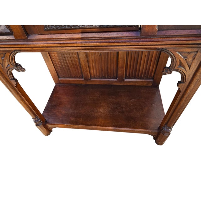Antique Karpen Furniture French Gothic Cabinet Oak Vestry Altar Wine Bar Hutch For Sale In Philadelphia - Image 6 of 18