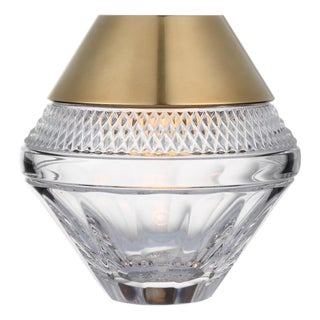 Waterford by Visual Comfort Signature Copper Coast 5" Rechargeable Accent Lamp in Natural Brass with Clear Crystal For Sale