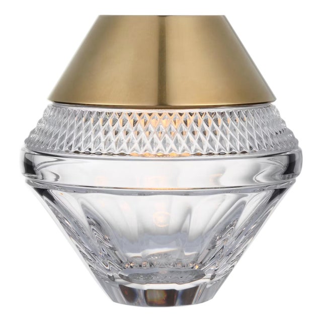 Waterford by Visual Comfort Signature Copper Coast 5" Rechargeable Accent Lamp in Natural Brass with Clear Crystal For Sale