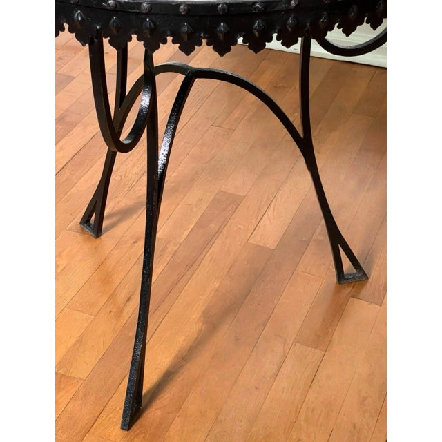 Italian Hand-Painted Ceramic Tile Top Bistro, Side Table With Wrought Iron Base, 1950s For Sale - Image 12 of 15