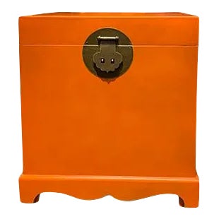 Asian Style Orange Square Trunk For Sale