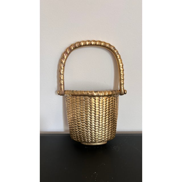 Metal Mid 20th Century Solid Brass Basket Door Knocker For Sale - Image 7 of 7