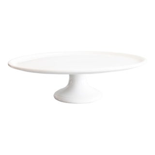 19th Century French Sarreguemines White Ironstone Cake Stand For Sale