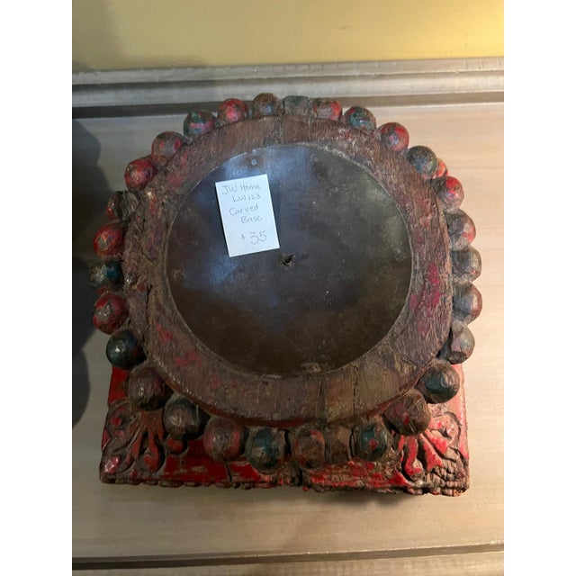 Vintage Hand-Carved Wooden Decorative Base For Sale - Image 4 of 5