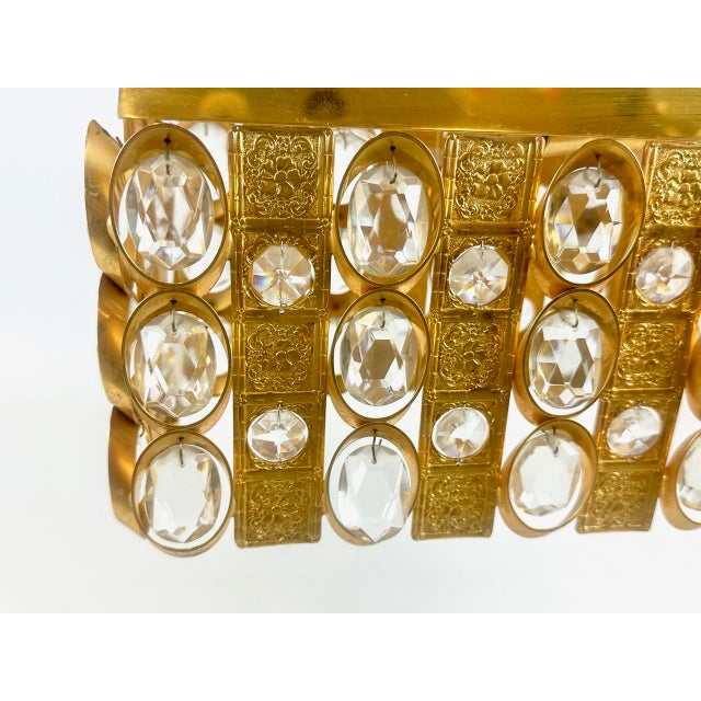 Crystal and Gilt Brass Chandelier from Palwa, 1960s For Sale - Image 12 of 17