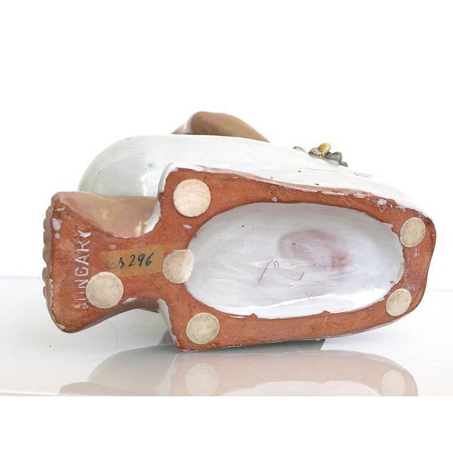 Beige Hungarian Art Deco Painted Ceramic Sculpture For Sale - Image 8 of 9