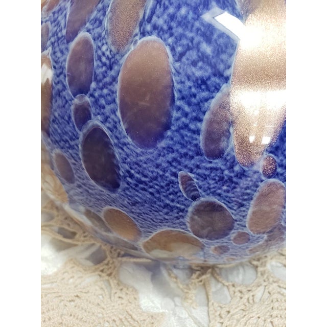 Vinatge Maestri Vertrai Hand Blown Blue Glass Vase For Sale - Image 4 of 5