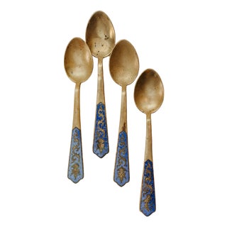 Antique Enamel-Handled Spoons – Set of 4 For Sale