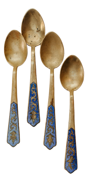 Antique Enamel-Handled Spoons – Set of 4