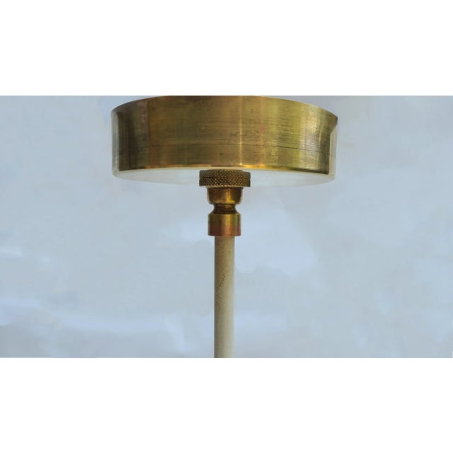 1960s Hanging Rod Cream Dome Pendant Light With Open Glass Globe Attributed to Paul Mayen for Habitat For Sale - Image 9 of 10