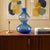 Mid-Century Modern Vintage Hand Blown Blue Studio Art Glass Vase-Translucent-Double Gourd-Bottle For Sale - Image 3 of 9