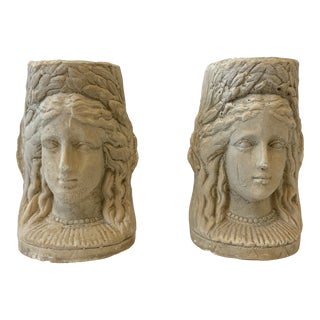 Hayes Parker Double Lady Face Candle Stick Holders - a Pair For Sale